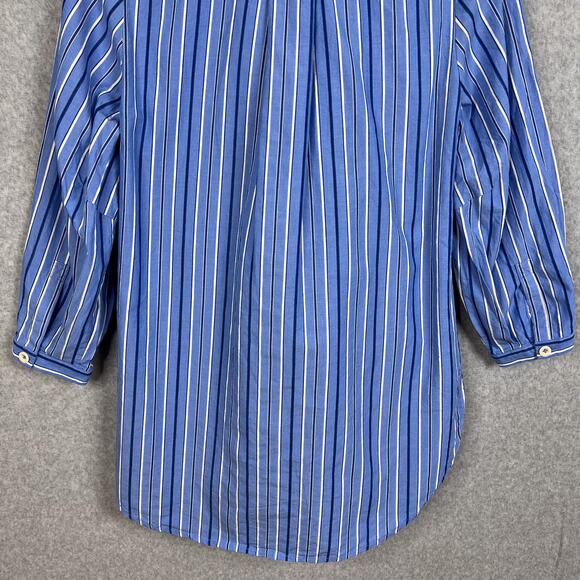 TOAST Sodalite Blue Stripe Poplin Wrap Front Shirt Size 8 - Picture 7 of 13